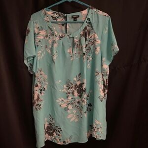 Torrid Aqua Floral Print Blouse